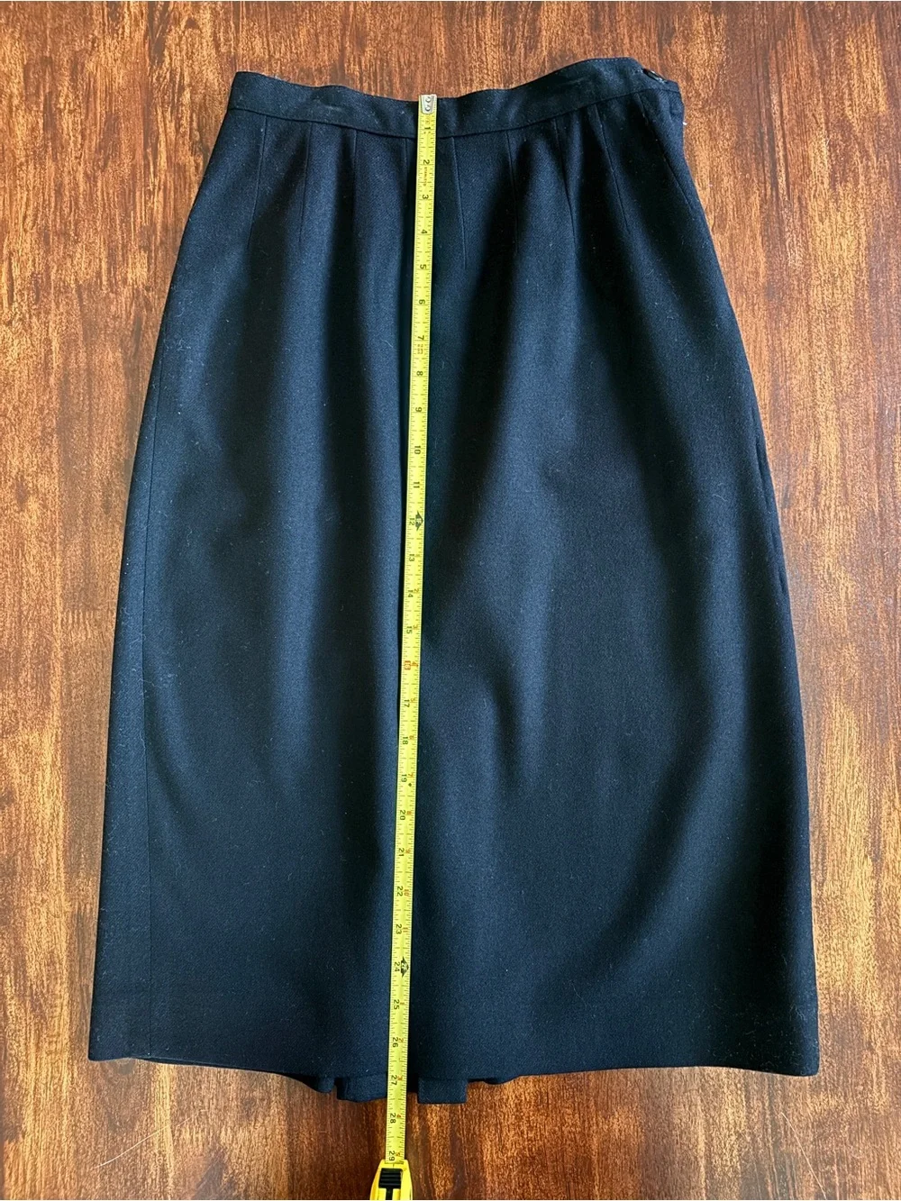 Vintage Wool Pencil Skirt Black Midi Small